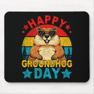Retro cute groundhog happy groundhog day animal mouse mat