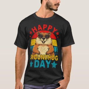 Retro cute groundhog happy groundhog day animal T-Shirt