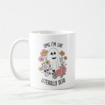 Retro Cute Halloween Ghost " I'm Dead" Pun Mug