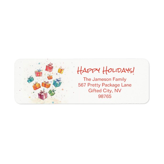 Retro Cute Happy Holidays Return Address Labels (Front)