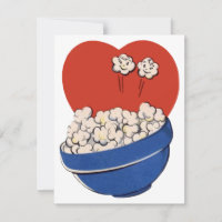Retro Cute Humour, Bowl of Popcorn for the Movies!