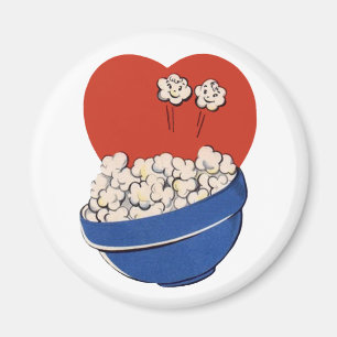 Retro Cute Humour, Bowl of Popcorn for the Movies! Magnet