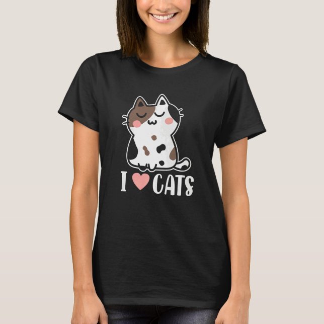 Retro Cute I Heart Love Cats Cat Lady Dad Kitten C T-Shirt (Front)