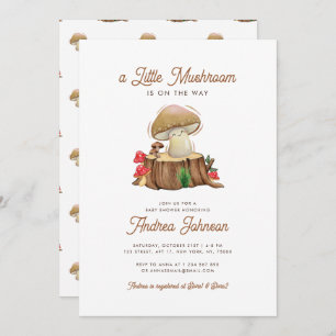 Retro Cute Kawaii Little Mushroom Baby Shower Invitation