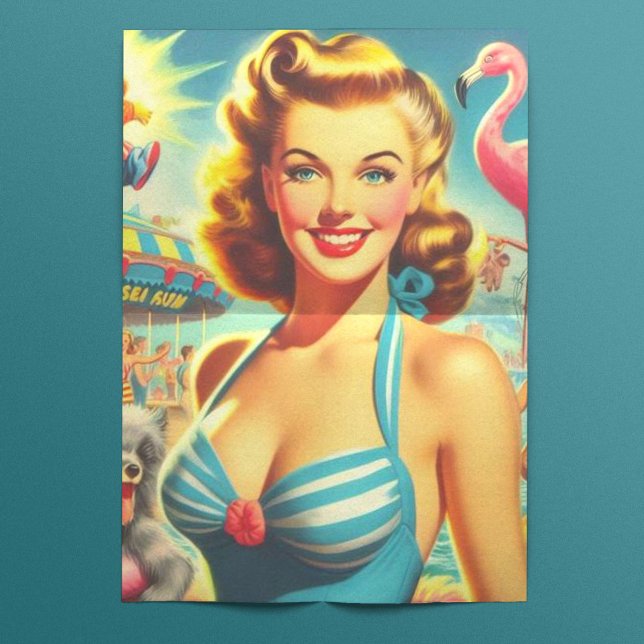 Retro Cute Kitsch Girl Tissue Paper (Creator Uploaded)