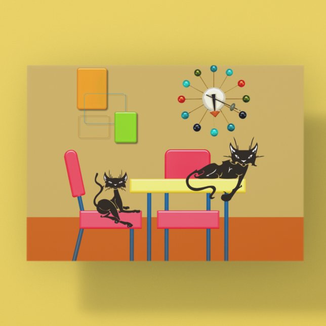 Retro Cute Kitties Mid Century Cat Kitchen Postcard (Creator Uploaded)