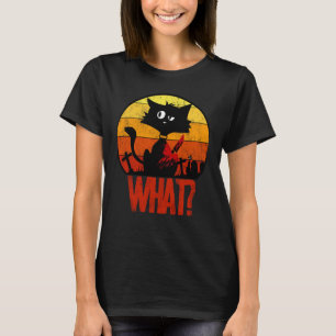 Retro Cute Murderous Black Cat What With Knife Hor T-Shirt