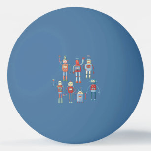 Retro Cute Robots Ping Pong Ball