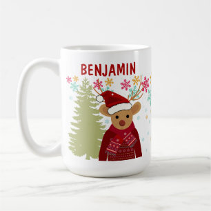 Retro Cute Rudolph The Red Nose Reindeer Christmas Coffee Mug