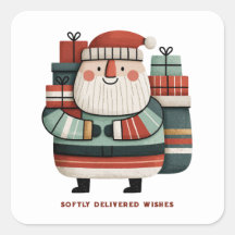Retro Cute Santa Claus Holiday Presents