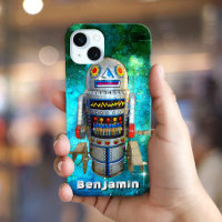 Retro cute sci fi tin toy robot custom name