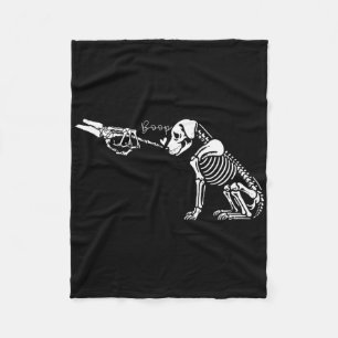 Retro Cute Skeleton Hand Boop Dog Funny Halloween Fleece Blanket
