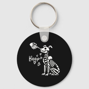 Retro Cute Skeleton Hand Boop Dog Funny Halloween Key Ring