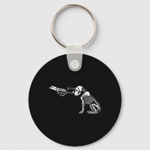 Retro Cute Skeleton Hand Boop Dog Funny Halloween Key Ring