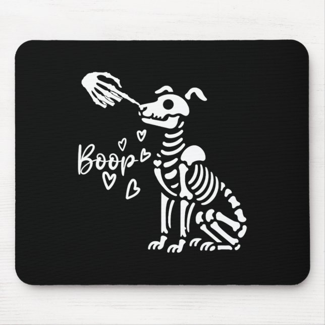 Retro Cute Skeleton Hand Boop Dog Funny Halloween  Mouse Mat (Front)