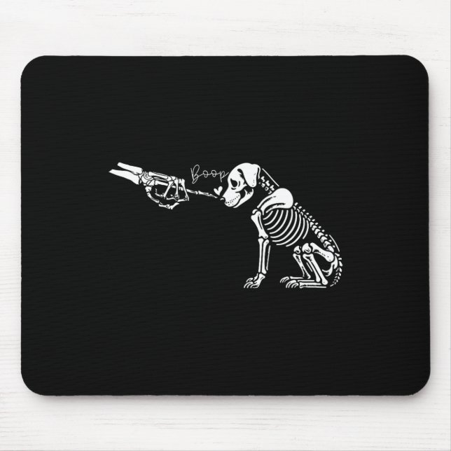 Retro Cute Skeleton Hand Boop Dog Funny Halloween  Mouse Mat (Front)