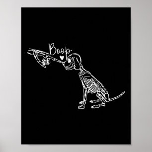 Retro Cute Skeleton Hand Boop Dog Funny Halloween  Poster