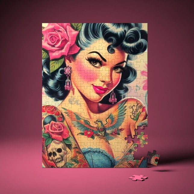 Retro Cute Tattooed Pin-up Jigsaw Puzzle (Creator Uploaded)