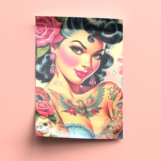 Retro Cute Tattooed Pin-up Tissue Paper (Creator Uploaded)