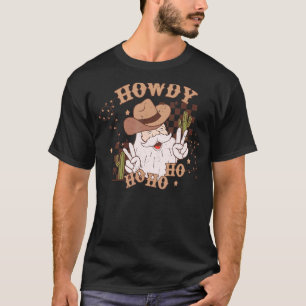 Retro Cute Western Howdy Ho Ho Ho Santa Christmas T-Shirt
