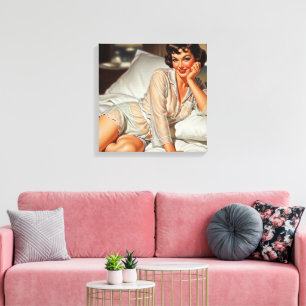 Retro Cute Woman '50 Pin-up Canvas Print