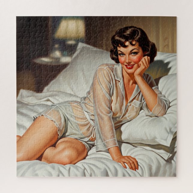 Retro Cute Woman '50 Pin-up Jigsaw Puzzle (Vertical)