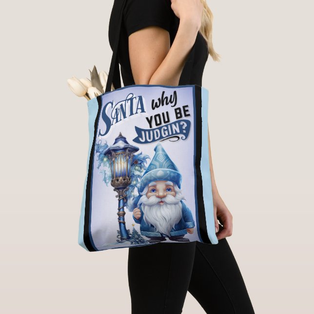 Retro Cutie Blue Christmas Tote Bag (Close Up)