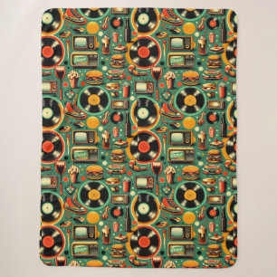 Retro Cuties: Whimsical Pastel Sherpa Blanket