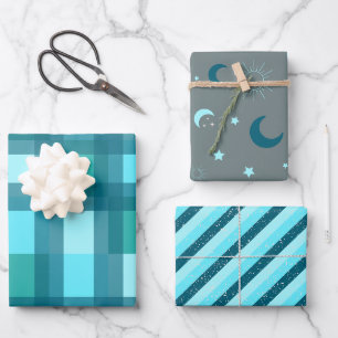 Retro Cyan Chic Wrapping Paper