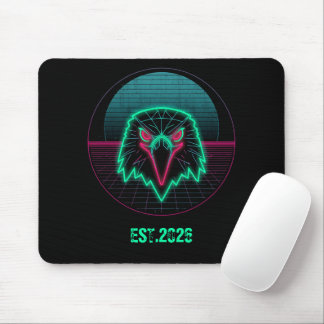 Retro Cyberpunk Geometric Animal Neon Art Graphic Mouse Mat