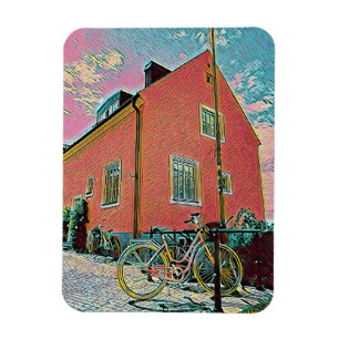 Retro cycling artwork magnet
