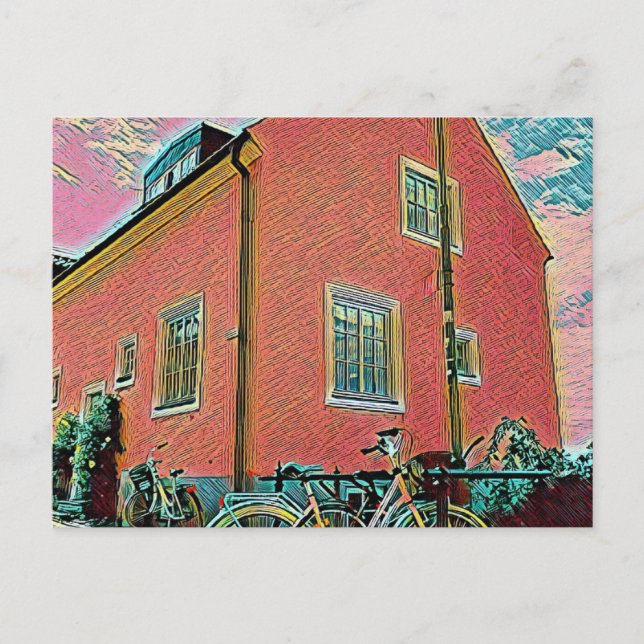 Retro cycling artwork postcard (Front)