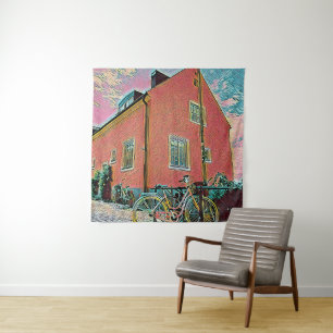 Retro cycling artwork tapestry