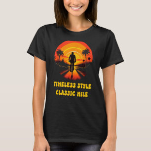 Retro Cycling Charm at Sunset through Scenic Count T-Shirt
