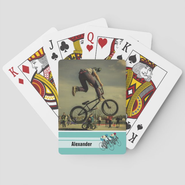 Retro Cycling Photo Playing Cards (Back)