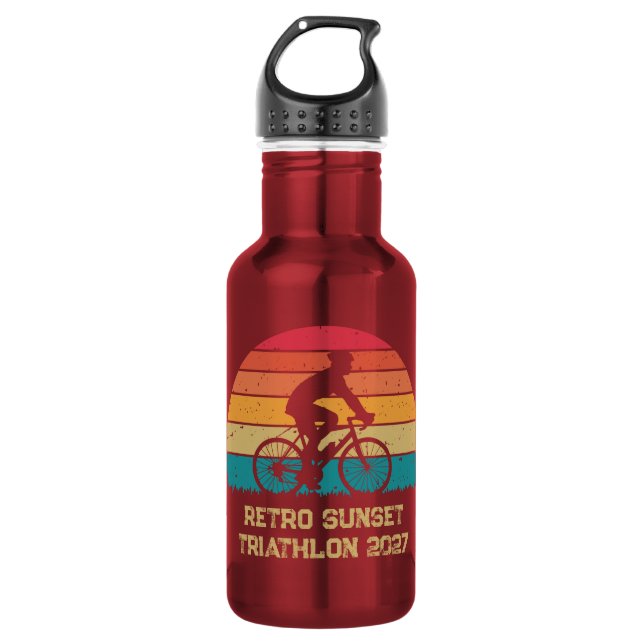 Retro Cycling Sunset Custom Triathlon 532 Ml Water Bottle (Front)
