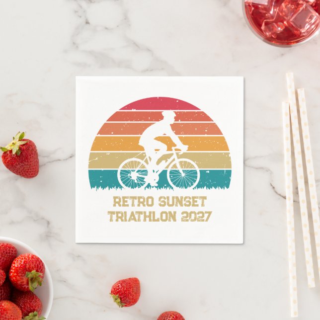 Retro Cycling Sunset Custom Triathlon Napkin (Insitu)