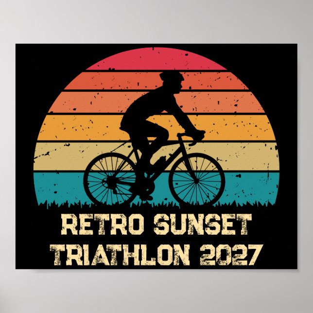 Retro Cycling Sunset Custom Triathlon Poster (Front)