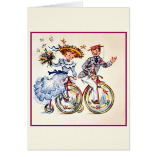 Retro Cyclist Wedding Card