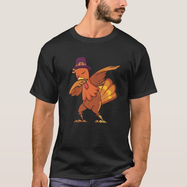 Retro Dabbing Turkey Family Matching Thanksgiving  T-Shirt (Front)
