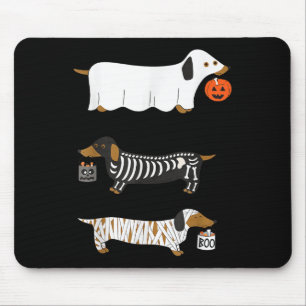 Retro Dachshund Halloween Wiener Dog Pumpkin Weeni Mouse Mat
