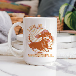 Retro Dachshund "Life is Wienerful" Muted Colours Coffee Mug