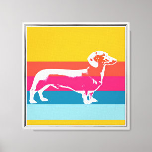 Retro Dachshund Silhouette – Colorful Pop Dog Art Canvas Print