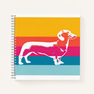Retro Dachshund Silhouette – Colorful Pop Dog Art Notebook