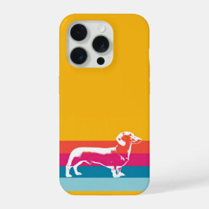 Retro Dachshund Silhouette – Colourful Pop Dog Art iPhone 15 Pro Case