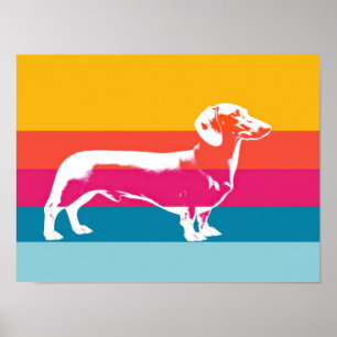 Retro Dachshund Silhouette – Colourful Pop Dog Art Poster