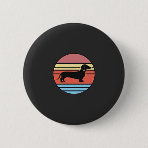 Retro Dachshund Sunset Vector 6 Cm Round Badge