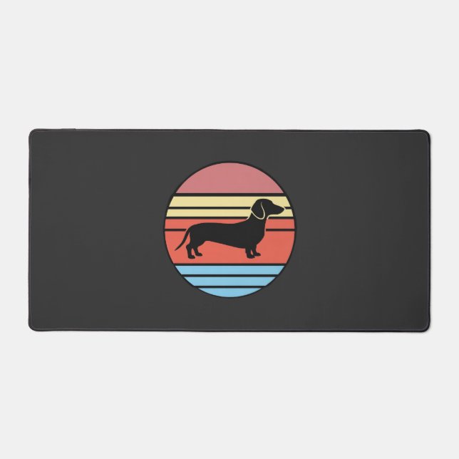 Retro Dachshund Sunset Vector Desk Mat (Front)