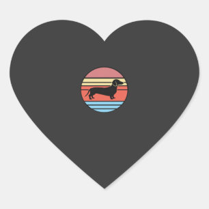 Retro Dachshund Sunset Vector Heart Sticker