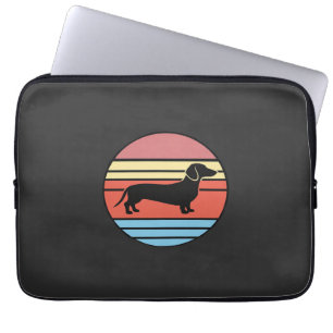 Retro Dachshund Sunset Vector Laptop Sleeve